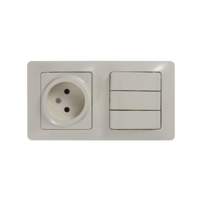 Блок комбинированный Glossa (розетка + 3-кл. выкл.) беж. SE GSL000276 Блок комбинированный Glossa (розетка + 3-кл. выкл.) беж. SE GSL000276