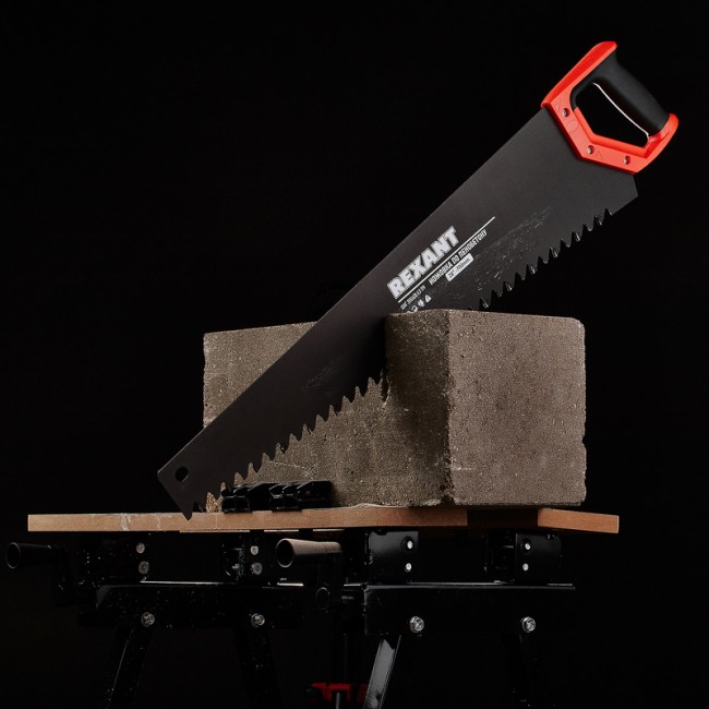 Ножовка по пенобетону 700мм, защитное покрытие, твердосплавные напайки на зубья, двухкомпонентная рукоятка REXANT Ножовка по пенобетону 700мм, защитное покрытие, твердосплавные напайки на зубья, двухкомпонентная рукоятка REXANT