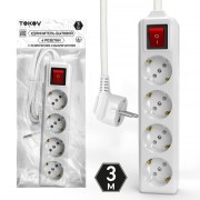 Удлинитель 4х3м с заземл. с выкл. 10А 3х1.5 TOKOV LIGHT TKL-C01-BU4-3-1.5-ZV Удлинитель 4х3м с заземл. с выкл. 10А 3х1.5 TOKOV LIGHT TKL-C01-BU4-3-1.5-ZV