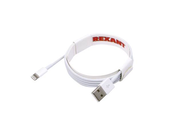 USB-Lightning кабель для iPhone/PVC/white/1m/REXANT/ ОРИГИНАЛ (чип MFI)