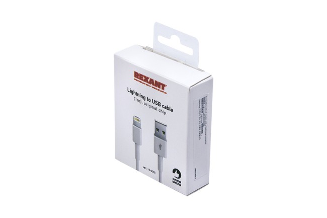 USB-Lightning кабель для iPhone/PVC/white/1m/REXANT/ ОРИГИНАЛ (чип MFI)