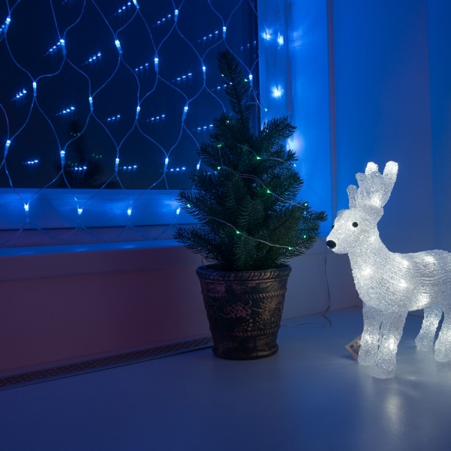 Гирлянда Сеть 1,5х1,5м, прозрачный ПВХ, 150 LED Синие Гирлянда Сеть 1,5х1,5м, прозрачный ПВХ, 150 LED Синие