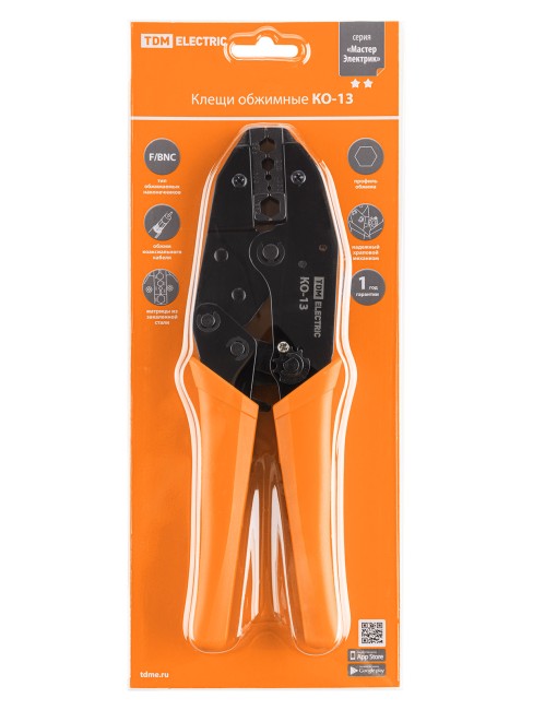 Клещи обжимные КО-13, обжим BNC разъемов (RG-58, RG-59, RG-62, RG-6), "МастерЭлектрик" TDM Клещи обжимные КО-13, обжим BNC разъемов (RG-58, RG-59, RG-62, RG-6), "МастерЭлектрик" TDM