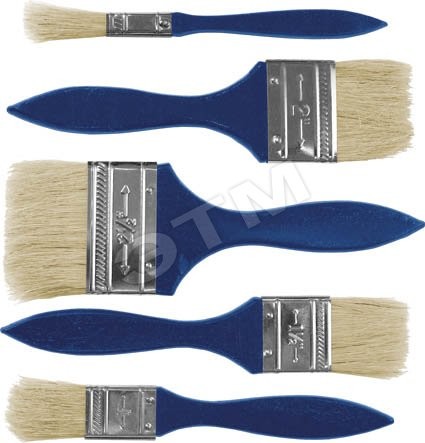 Кисти флейцевые, синяя ручка, набор 3 шт (1'', 1.5'', 2'')