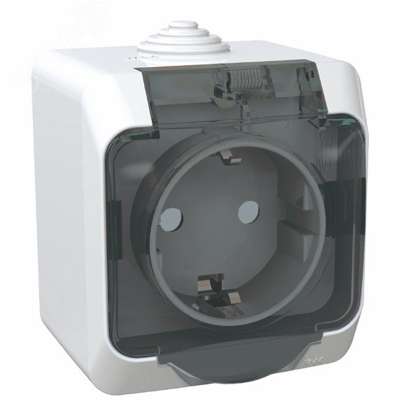 ЭТЮД Розетка наружная с заземлением со шторками IP44 белая ЭТЮД Розетка наружная с заземлением со шторками IP44 белая