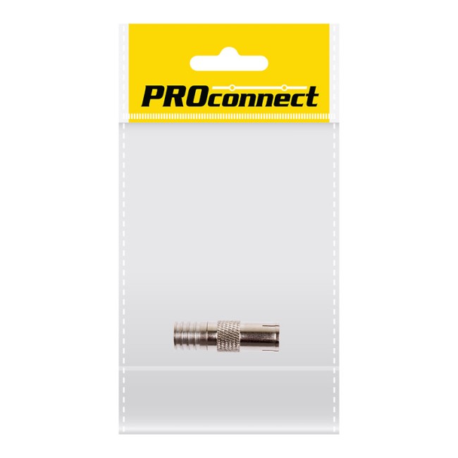 Разъем антенный на кабель, (гнездо-TV никель под обжим), (1шт) (пакет) PROconnect