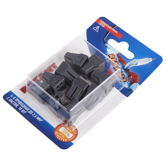 Экспресс-клемма с пастой СМК 773-304, 4-проводная до 2,5 мм² серая, (блистер 10 шт) REXANT Экспресс-клемма с пастой СМК 773-304, 4-проводная до 2,5 мм² серая, (блистер 10 шт) REXANT