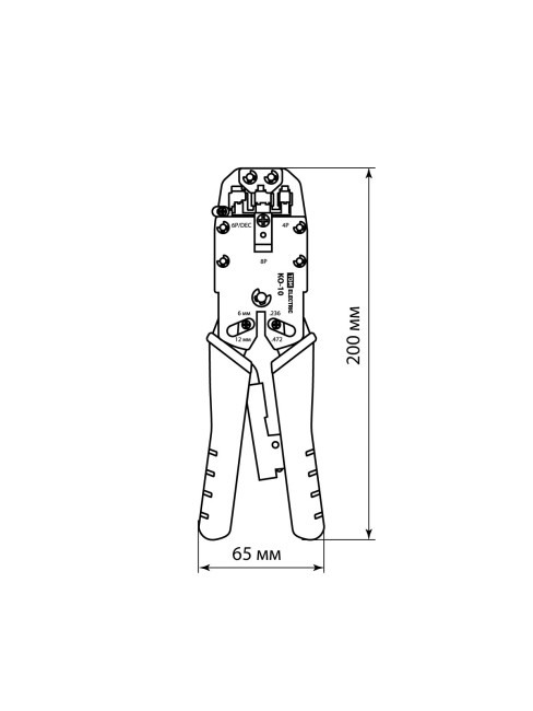 Клещи обжимные КО-10, обжим RJ-10/11/12/45 (8P8C, 6P6C, 6P4C, 6P2C, 4P4C), "МастерЭлектрик" TDM