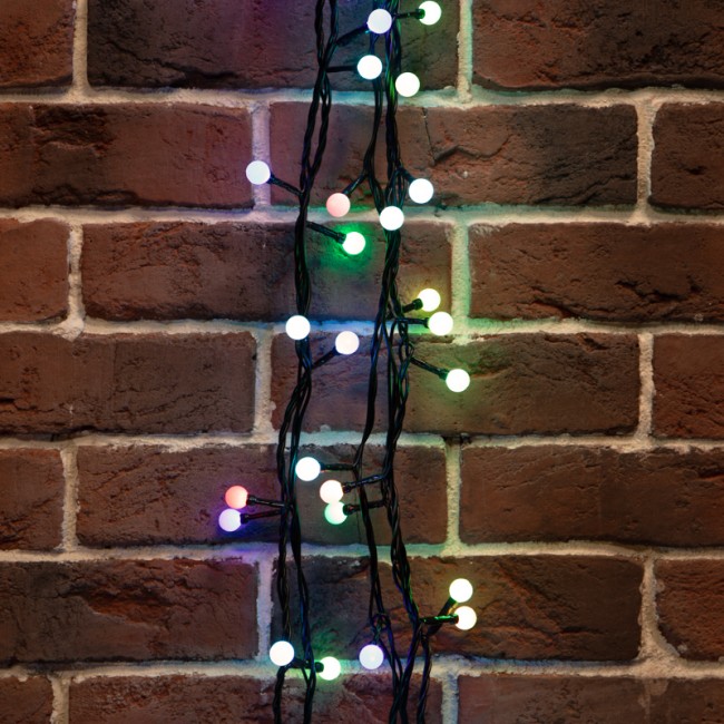 Гирлянда Мультишарики Ø13мм, 20 м, 200 LED RGB, черный ПВХ, IP65, быстрая смена цвета, 230В соединяется NEON-NIGHT (нужен шнур питания 303-500)