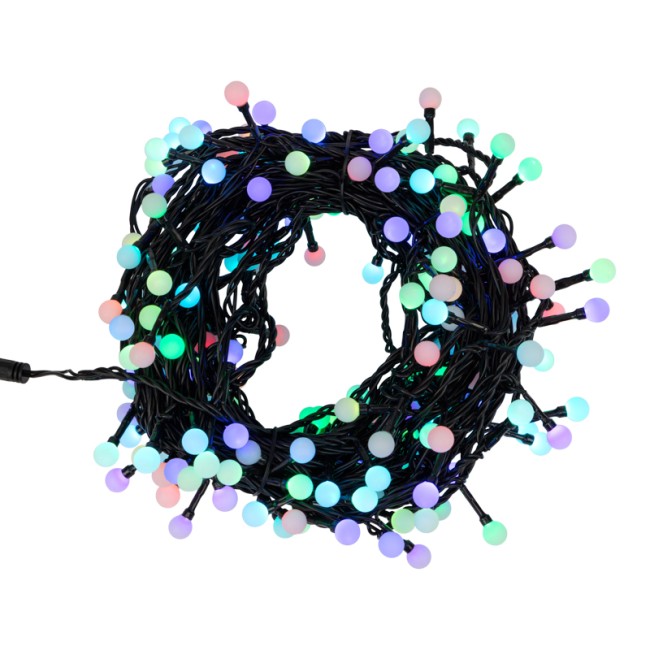 Гирлянда Мультишарики Ø13мм, 20 м, 200 LED RGB, черный ПВХ, IP65, быстрая смена цвета, 230В соединяется NEON-NIGHT (нужен шнур питания 303-500)