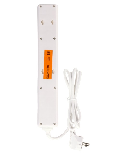 Сетевой фильтр СФ-06В выключатель, 6 гнезд, 3 метра, с/з, ПВС 3х0,75мм2 10А/250В белый TDM