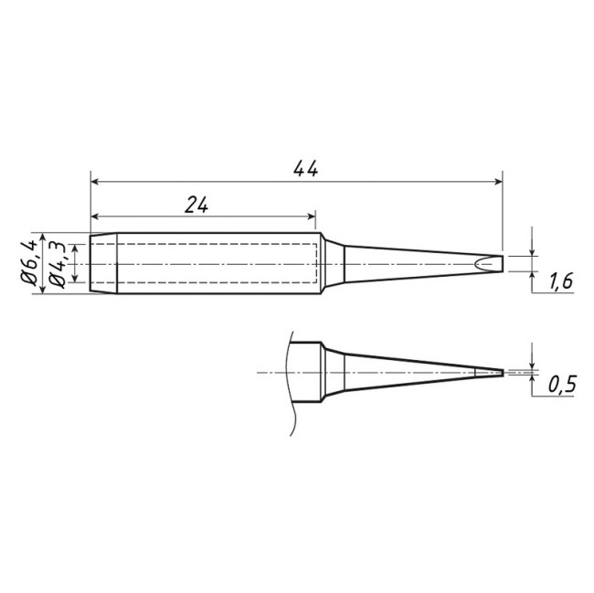 Жало для паяльника серии 900М, Ø4,3мм, тип плоский малый 1,6мм, блистер REXANT Жало для паяльника серии 900М, Ø4,3мм, тип плоский малый 1,6мм, блистер REXANT