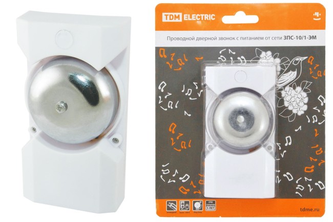 Звонок ЗПС-10/1-ЭМ (пров., в сеть, без кн.) TDM Звонок ЗПС-10/1-ЭМ (пров., в сеть, без кн.) TDM