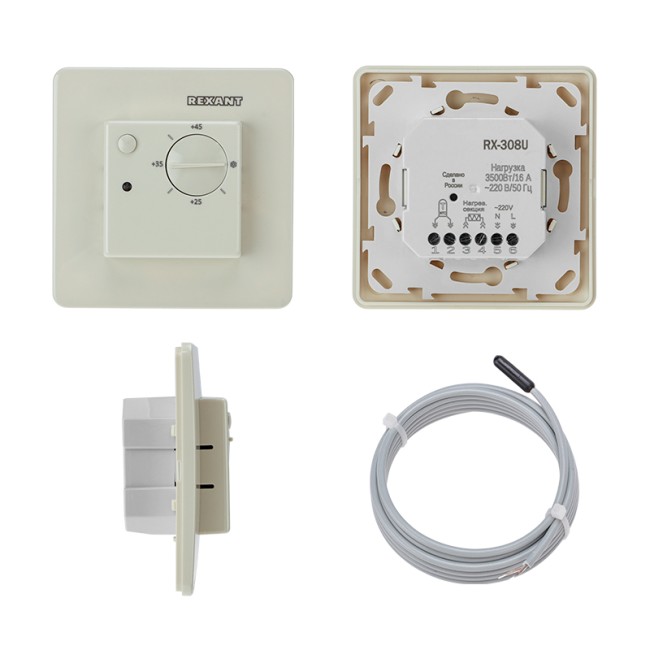Терморегулятор механический RX-308U бежевый (совместим с Schneider серии Unica) REXANT Терморегулятор механический RX-308U бежевый (совместим с Schneider серии Unica) REXANT