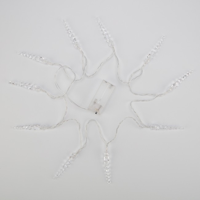 Гирлянда светодиодная Сосульки 1,5 м, 10 LED, прозрачный ПВХ, цвет свечения теплый белый, 2 х АА (батарейки не в комплекте) NEON-NIGHT Гирлянда светодиодная Сосульки 1,5 м, 10 LED, прозрачный ПВХ, цвет свечения теплый белый, 2 х АА (батарейки не в комплекте) NEON-NIGHT