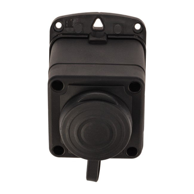 Розетка штепсельная угловая влагозащищенная стационарная ОУ, 2P+PE 230V,16 А, IP44 каучук PROconnect