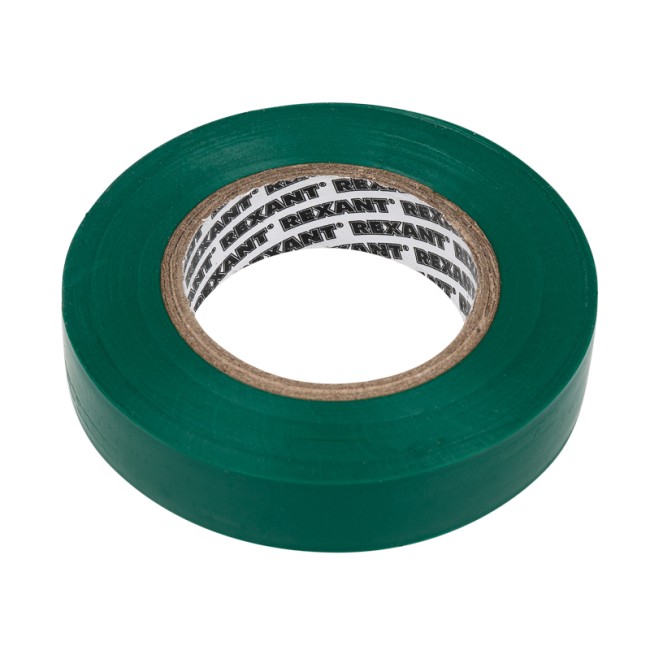 Изолента ПВХ REXANT 15 мм х 25 м, зеленая, упаковка 5 роликов
