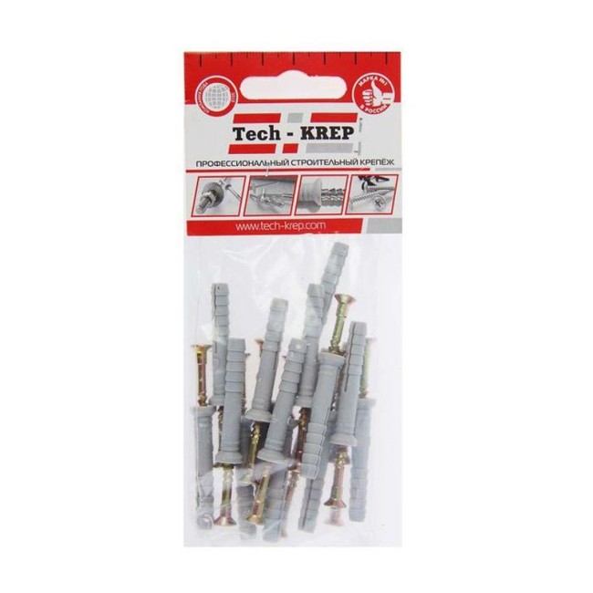 Дюбель-гвоздь 6х40 с потайной манжетой полипропилен (уп.16шт) пакет Tech-Krep 102943 Дюбель-гвоздь 6х40 с потайной манжетой полипропилен (уп.16шт) пакет Tech-Krep 102943