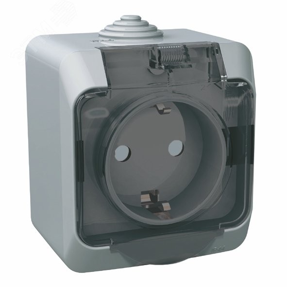 ЭТЮД Розетка наружная с заземлением со шторками IP44 серая ЭТЮД Розетка наружная с заземлением со шторками IP44 серая