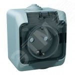 ЭТЮД Розетка наружная с заземлением со шторками IP44 серая ЭТЮД Розетка наружная с заземлением со шторками IP44 серая