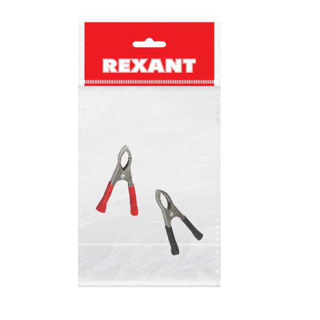 Зажим крокодил REXANT, длина 75 мм, ток 30A, 2 шт., пакет БОПП 