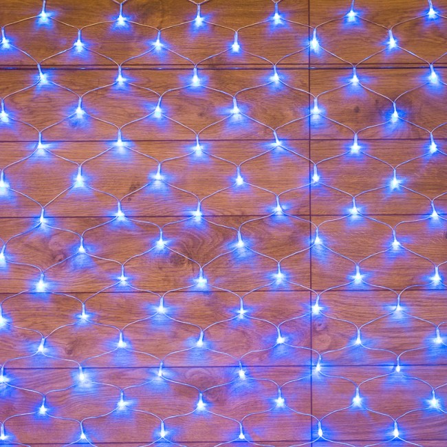 Гирлянда сеть 1,8х1,5м, прозрачный ПВХ, 180 LED, цвет: Синий