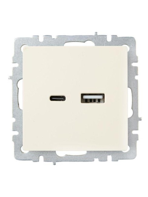 Розетка BRITE USB A+C 18Вт РЮ11-1-БрКр механизм беж. IEK BR-U22-018-K10