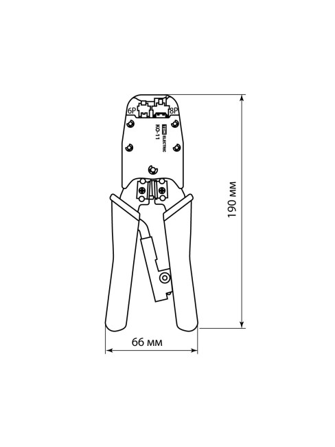 Клещи обжимные КО-11, обжим RJ-11/12/45 (8P8C, 6P6C, 6P4C, 6P2C), "МастерЭлектрик" TDM
