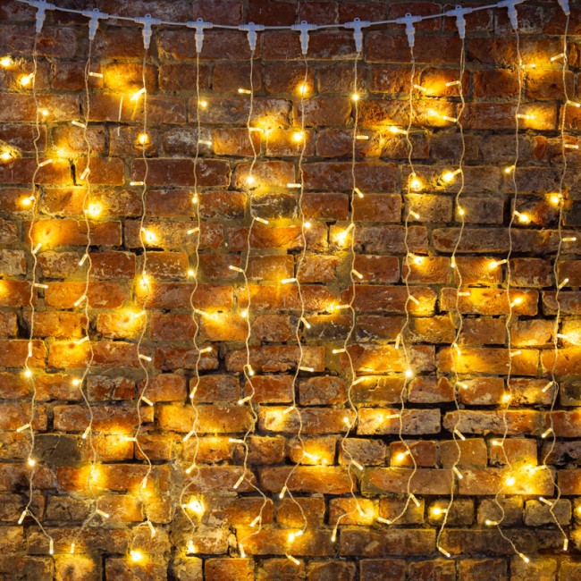 Гирлянда Светодиодный Дождь 2х1,5м, 300 LED ТЕПЛЫЙ БЕЛЫЙ, прозрачный ПВХ, IP65, постоянное свечение, 230В соединяется NEON-NIGHT (нужен шнур питания 303-500-1)