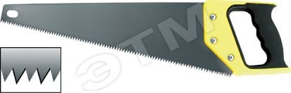 Ножовка по дереву, средний каленый зуб 7 ТPI, 3D заточка, пласт.прорезиненная ручка, Профи 400 мм