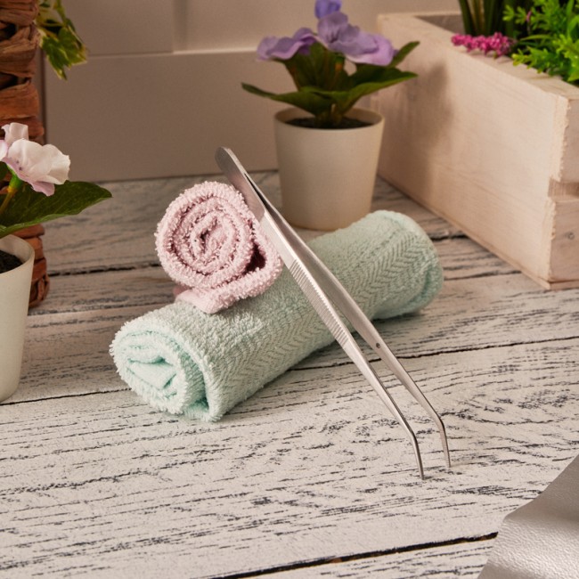 Пинцет изогнутый, узкий, фиксатор, рифленый 155мм ПРОФИ Пинцет изогнутый, узкий, фиксатор, рифленый 155мм ПРОФИ