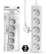 Удлинитель 5х3м с заземл. 10А 3х1.5 TOKOV LIGHT TKL-C01-BU5-3-1.5-Z Удлинитель 5х3м с заземл. 10А 3х1.5 TOKOV LIGHT TKL-C01-BU5-3-1.5-Z