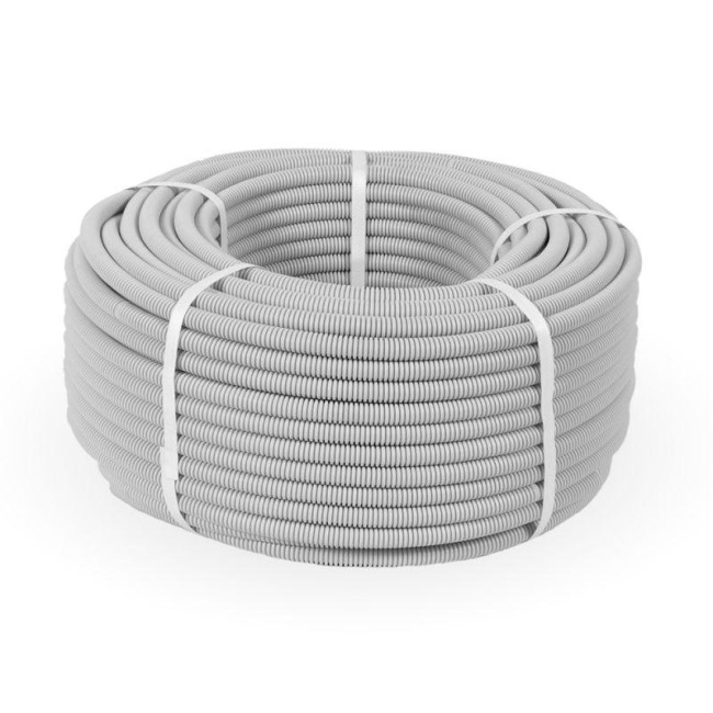 Труба гофрированная ПВХ легкая d16мм с протяжкой 350 Н сер. (уп.100м) Промрукав PR.011631 Труба гофрированная ПВХ легкая d16мм с протяжкой 350 Н сер. (уп.100м) Промрукав PR.011631