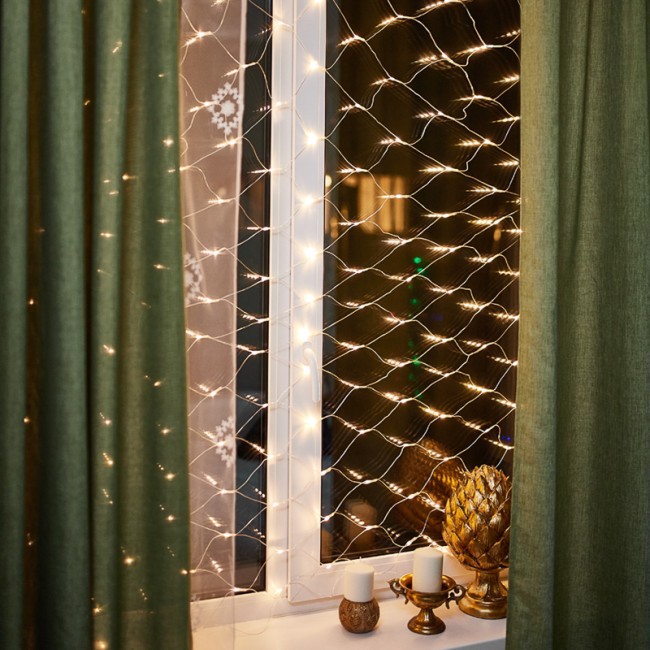Гирлянда Сеть 1,8х1,5м, прозрачный ПВХ, 180 LED ТЕПЛЫЙ БЕЛЫЙ Гирлянда Сеть 1,8х1,5м, прозрачный ПВХ, 180 LED ТЕПЛЫЙ БЕЛЫЙ