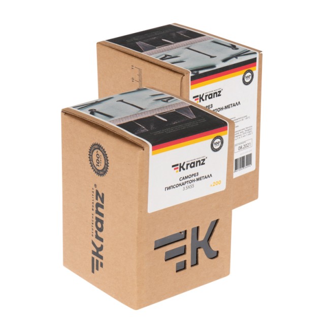Саморез гипсокартон-металл 3,5х55, короб (200 шт/уп) KRANZ