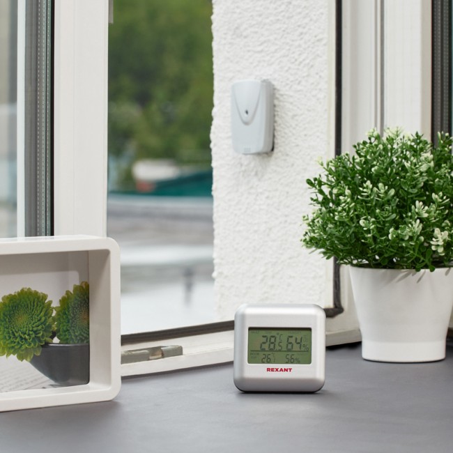 Термометр электронный S3341BF с часами и беспроводным выносным датчиком REXANT Термометр электронный S3341BF с часами и беспроводным выносным датчиком REXANT