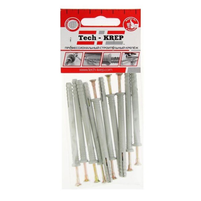 Дюбель-гвоздь 6х80 с потайной манжетой полипропилен (уп.10шт) пакет Tech-Krep 103903 Дюбель-гвоздь 6х80 с потайной манжетой полипропилен (уп.10шт) пакет Tech-Krep 103903