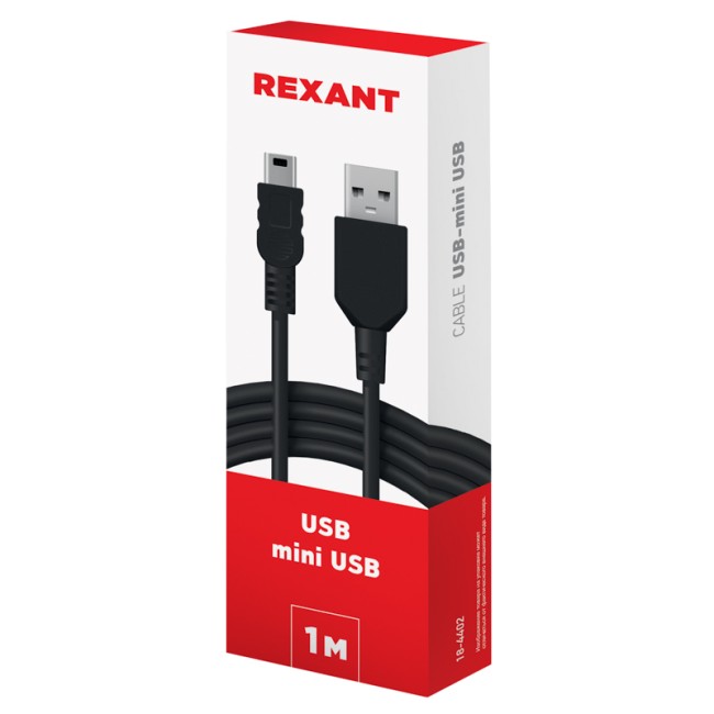 Кабель USB-mini USB/PVC/black/1m/REXANT