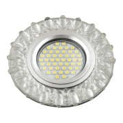 DLS-L148 GU5.3 GLASSY/CLEAR Светильник декоративный встраиваемый, серия Luciole. Без лампы, цоколь GU5.3. Доп. светодиодная подсветка 3Вт. Стекло. Зеркальный/прозрачный. ТМ Fametto