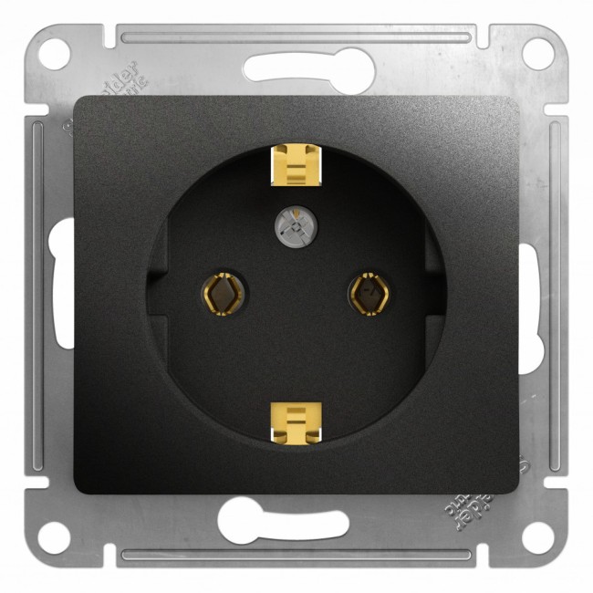 GLOSSA Розетка с заземлением антрацит в рамку GLOSSA Розетка с заземлением антрацит в рамку