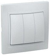 Выключатель 3-кл. СП Кварта 10А IP20 ВС10-3-0-КБ бел. GENERICA EVK30-K01-10-DM