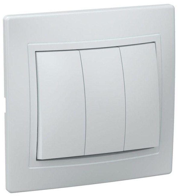 Выключатель 3-кл. СП Кварта 10А IP20 ВС10-3-0-КБ бел. GENERICA EVK30-K01-10-DM