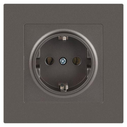 Розетка 1-м СП Accent 6-202-09 16А IP20 250В 2P+E Schuko титан Intro Б0063701 Розетка 1-м СП Accent 6-202-09 16А IP20 250В 2P+E Schuko титан Intro Б0063701