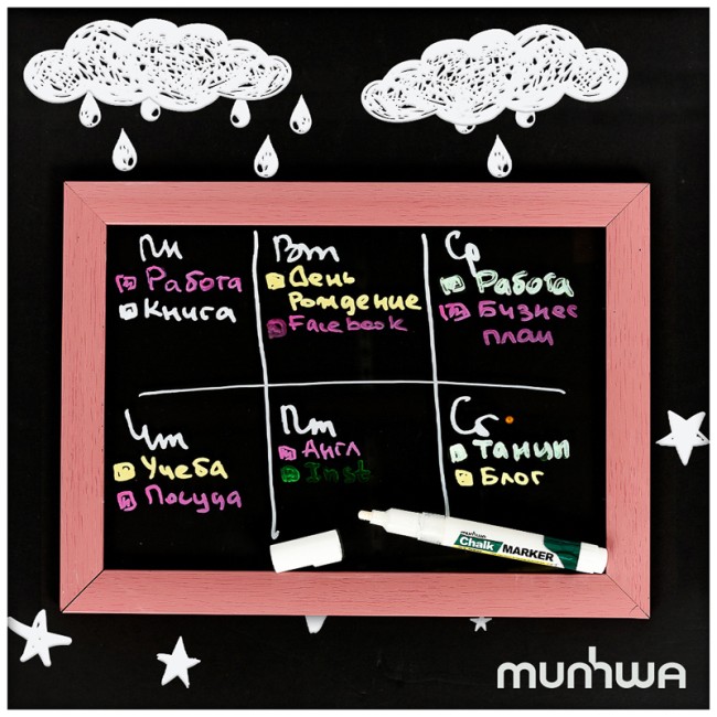 Маркер меловой Chalk Marker 3мм, спиртовая основа, белый MunHwa Маркер меловой Chalk Marker 3мм, спиртовая основа, белый MunHwa