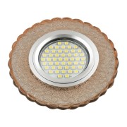 DLS-L140 GU5.3 GLASSY/TEA Светильник декоративный встраиваемый, серия Luciole. Без лампы, цоколь GU5.3. Доп. светодиодная подсветка 3Вт. Стекло. Зеркальный/светло-коричневый. ТМ Fametto