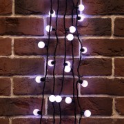 Гирлянда Мультишарики Ø23 мм, 10 м, 80 LED БЕЛЫЙ, черный ПВХ, IP65, постоянное свечение, 230В соединяется NEON-NIGHT