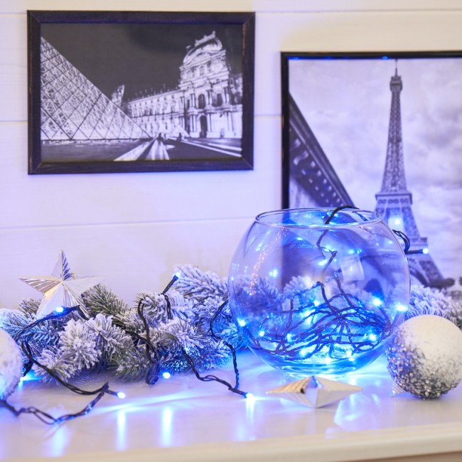 Гирлянда Твинкл Лайт 4 м, темно-зеленый ПВХ, 25 LED, цвет: Синий Гирлянда Твинкл Лайт 4 м, темно-зеленый ПВХ, 25 LED, цвет: Синий