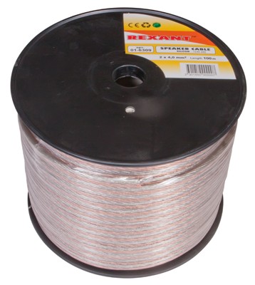 Кабель акустический 2х4,00мм², прозрачный SILICON, 100м REXANT Кабель акустический 2х4,00мм², прозрачный SILICON, 100м REXANT
