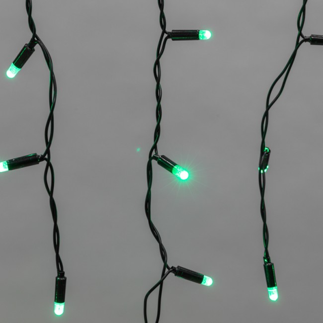 Гирлянда светодиодная Бахрома (Айсикл), 4,8х0,6м, 176 LED ЗЕЛЕНЫЙ, черный ПВХ, IP65, постоянное свечение, 230В NEON-NIGHT (шнур питания в комплекте)