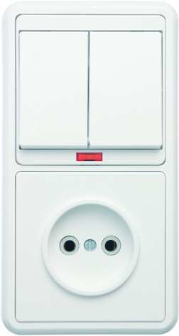 Блок БКВР-213 Бэлла (2-кл. выкл. с инд. + розетка) бел. Кунцево 5829 Блок БКВР-213 Бэлла (2-кл. выкл. с инд. + розетка) бел. Кунцево 5829